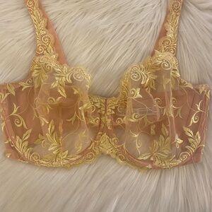 SOMA • Sensuous Bra • Underwire • Lace • Unlined • Yellow/Tan • Size 38G • NWOT